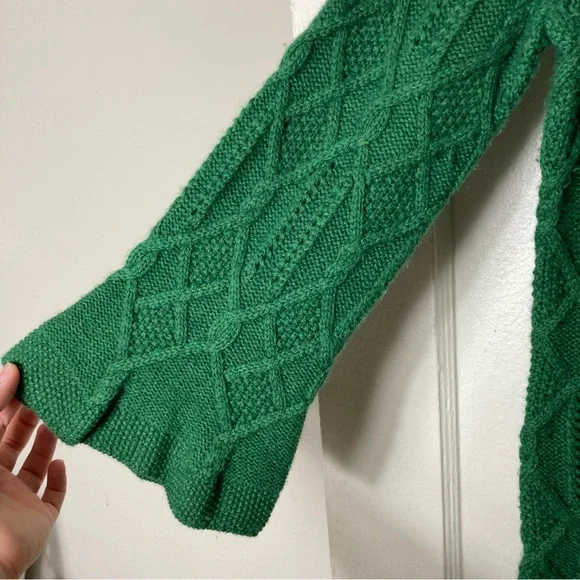 Juicy Couture green merino wool cashmere cable knit sweater S - Picture 6 of 10